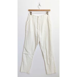 Antik Batik Pleat Front High Waisted Slim Straight Trouser White Size Small